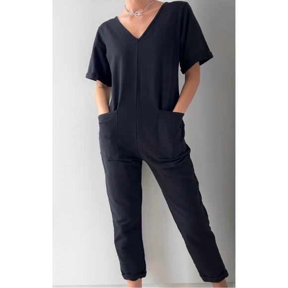 Smash + Tess short sleeve black romper / jumpsuit cotton - Picture 1 of 7